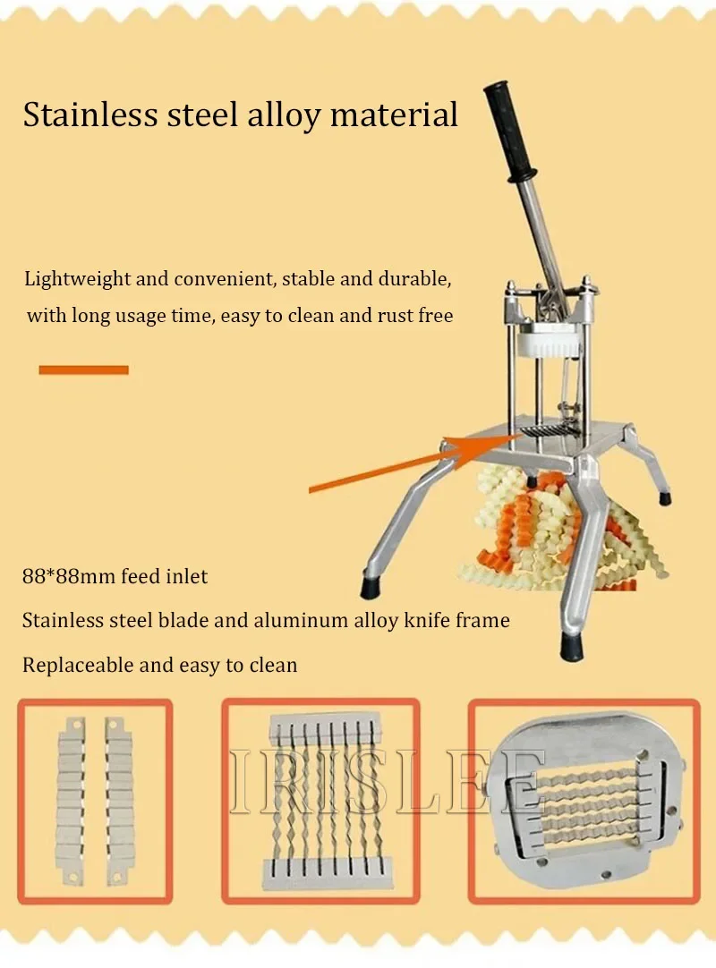 Нож для картофеля фри хрупсы машина резки слайсер овощей и фруктов кухонные