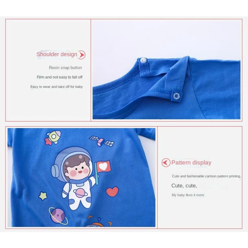 Хлопковый комбинезон для новорожденных мальчиков и девочек 0-24 месяцев