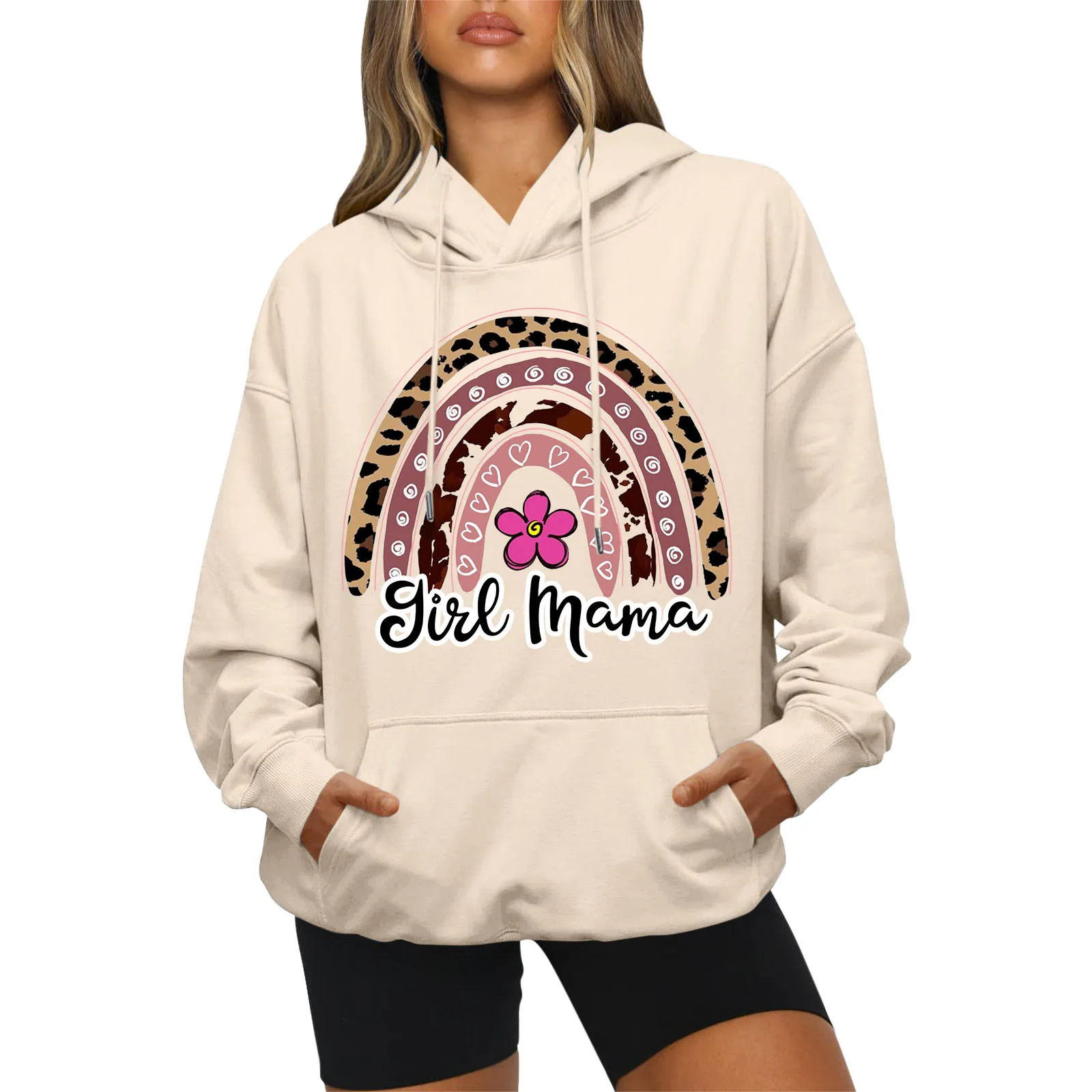 

Casual Hoodies For Women Sweatshirt Trendy Graphic Print Drawstring Giant Oversized Hoodie Dark Hoodies Sweater Long Women