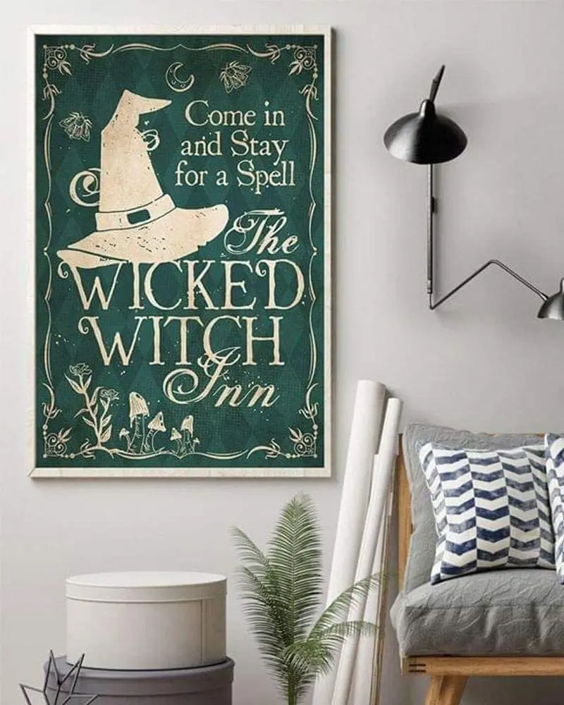 

The Wicked Witch Inn Come Stay A Spell Vintage Witch Hat Metal Tin Sign Poster Metal Painting Metal Plaque Metal Plate