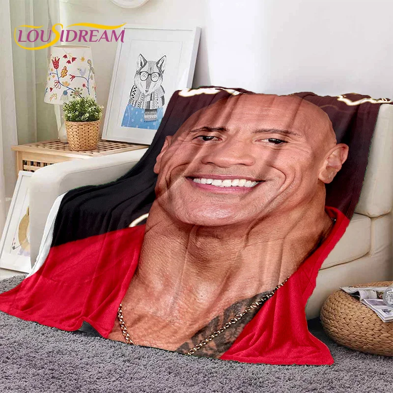 Мягкое Фланелевое 3D одеяло в стиле рок Dwayne Johnson удобное для пикника кровати