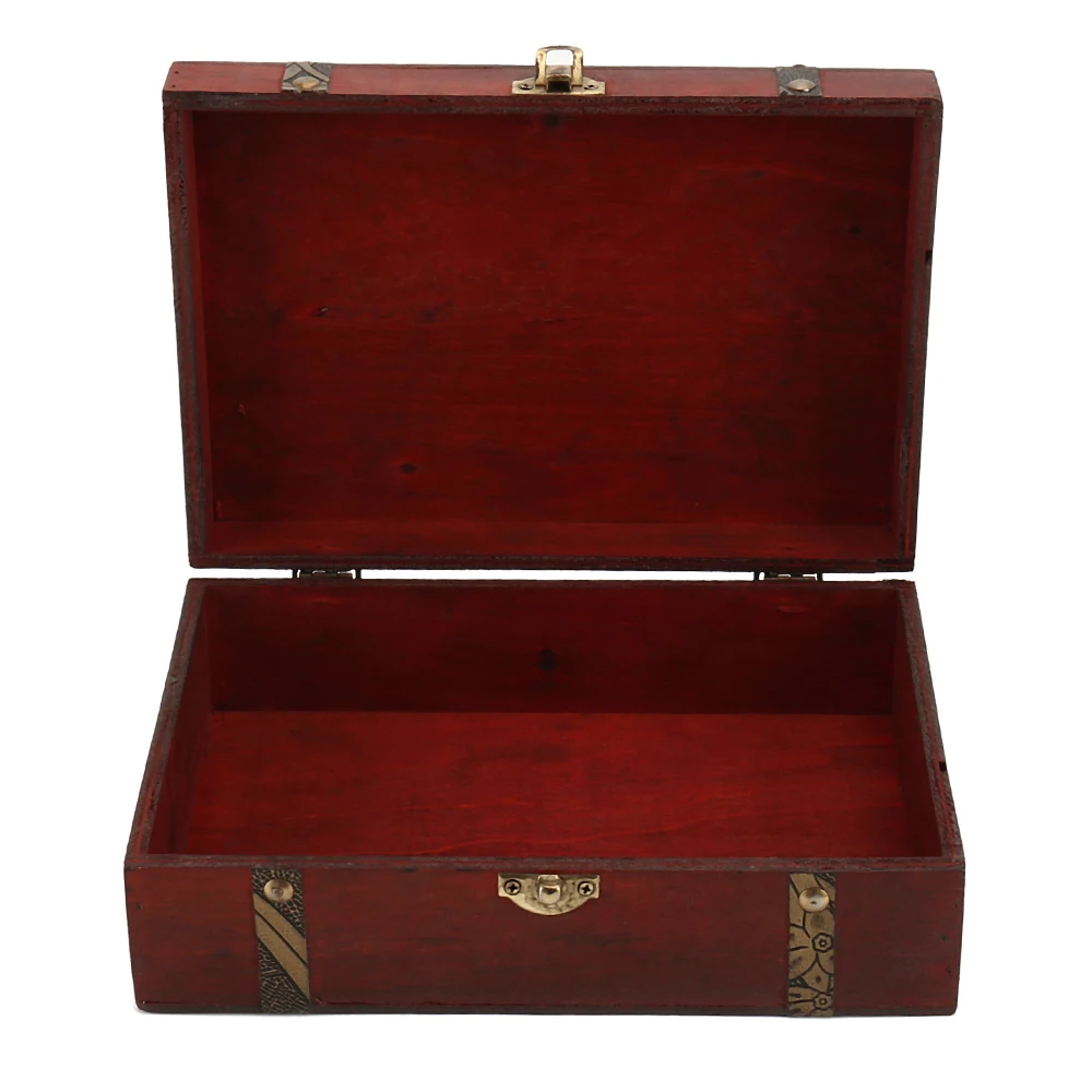 Hot Legno Blocco Dell'annata Treasure Chest Jewellery Storage Box Caso Organizzatore Regalo Anello