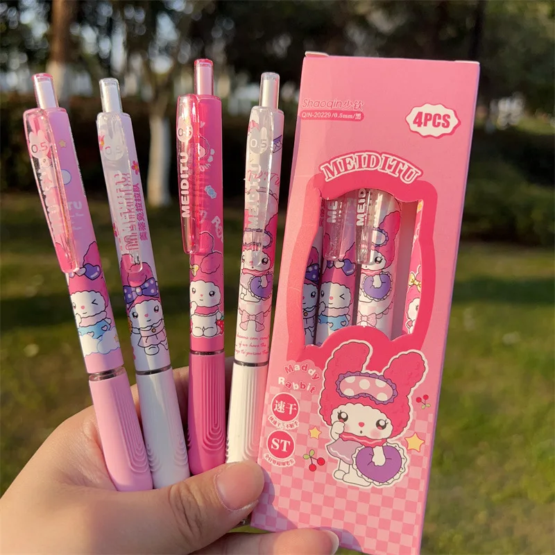 

Cartoon Sanrio Lovely Melody Rabbit Pen Neutral Pen Pink Girl Heart High Appearance Level Carbon Pen Black A Set Of Four2023