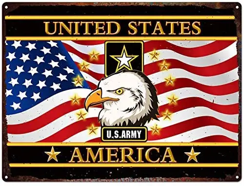 

Американский армейский Военный флаг, жестяной знак, американская фотография, Армия Соединенных Штатов, металлический знак, деревенский дек...