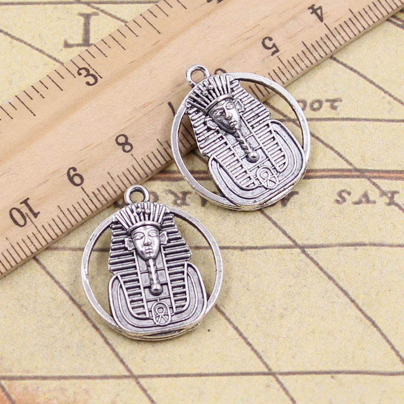 

12pcs Charms Egyptian King Tut Tutankhamen 26x23mm Tibetan Silver Color Pendants Antique Jewelry Making DIY Handmade Craft