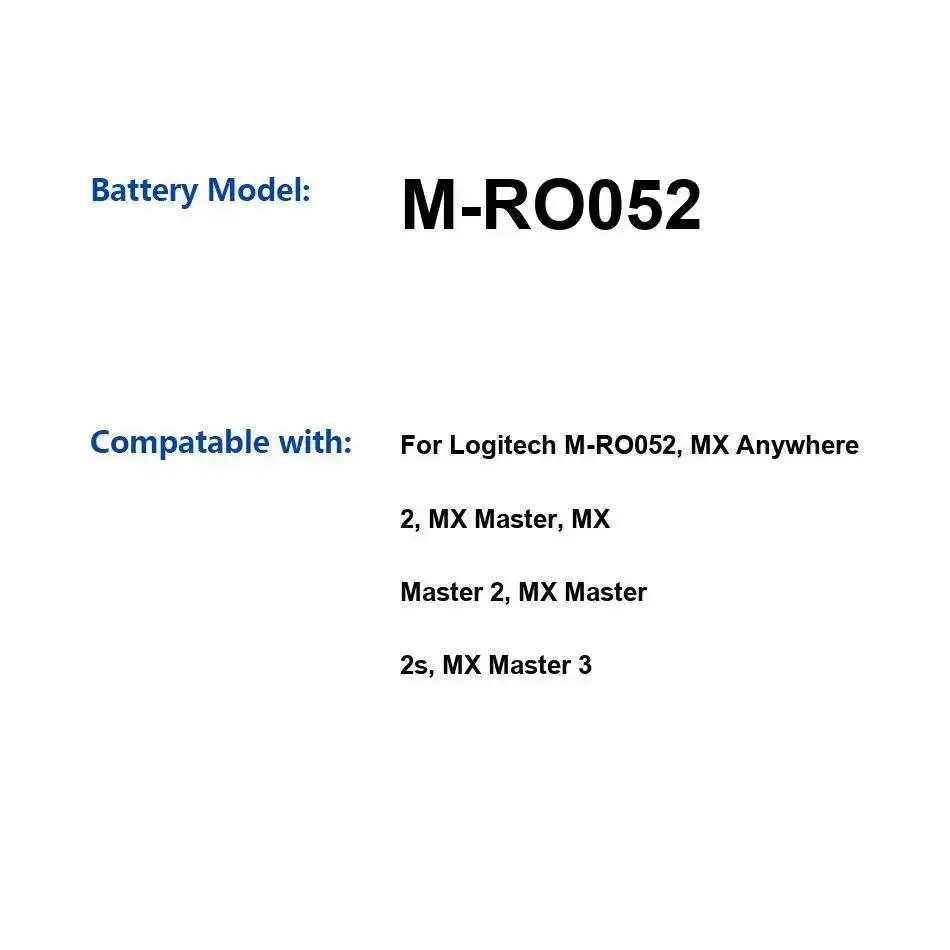 Фото M-RO052 Nan для Logitech MX Anywhere 2 Master 1 2S 3, сменный экологически чистый аккумулятор для мыши премиум-класса №1