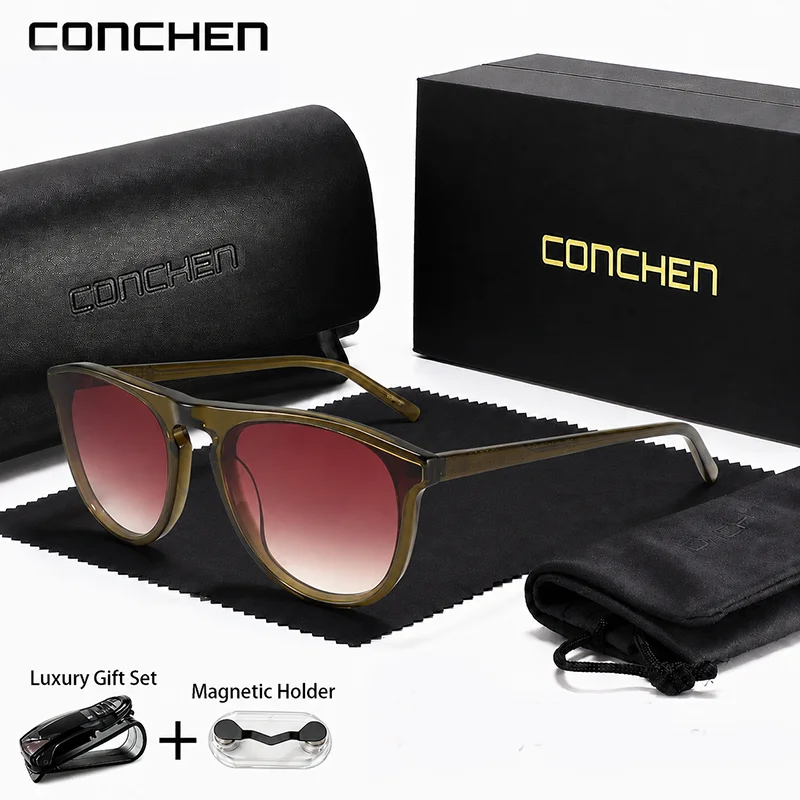 Фото Солнцезащитные очки CONCHEN Fashion, ретро-оправа овальной формы, защита от УФ-излучения UV400, для вождения, рыбалки, походов и активного отдыха на природе №5