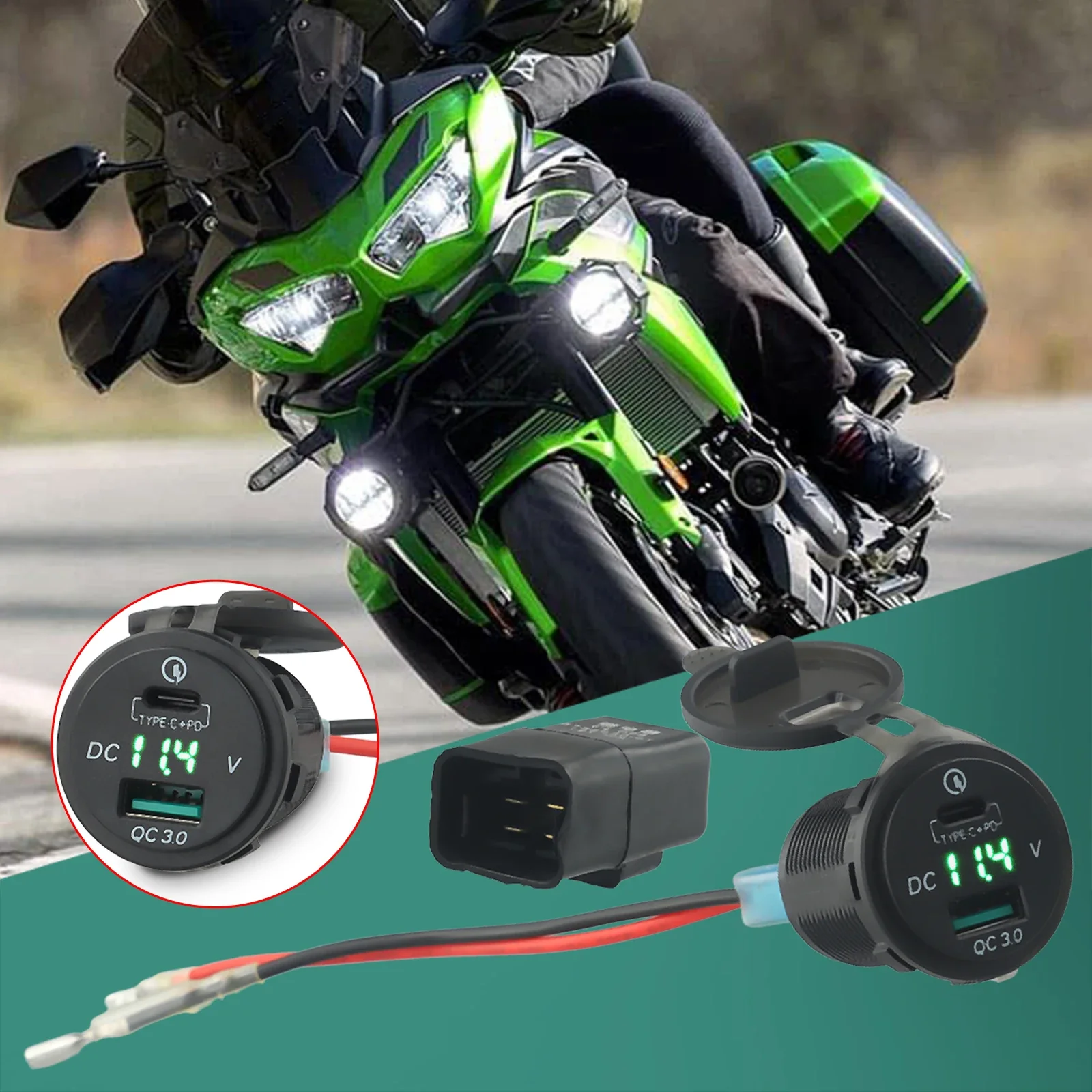 Быстрое зарядное устройство USB QC3.0 для мотоцикла Versys650 1000 VersysX300 Ninja400 650