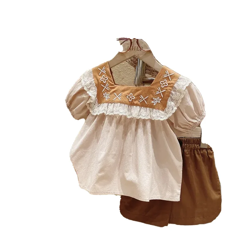 Удобный костюм для девочек в стиле мори Новинка лета года шорты из чистого хлопка