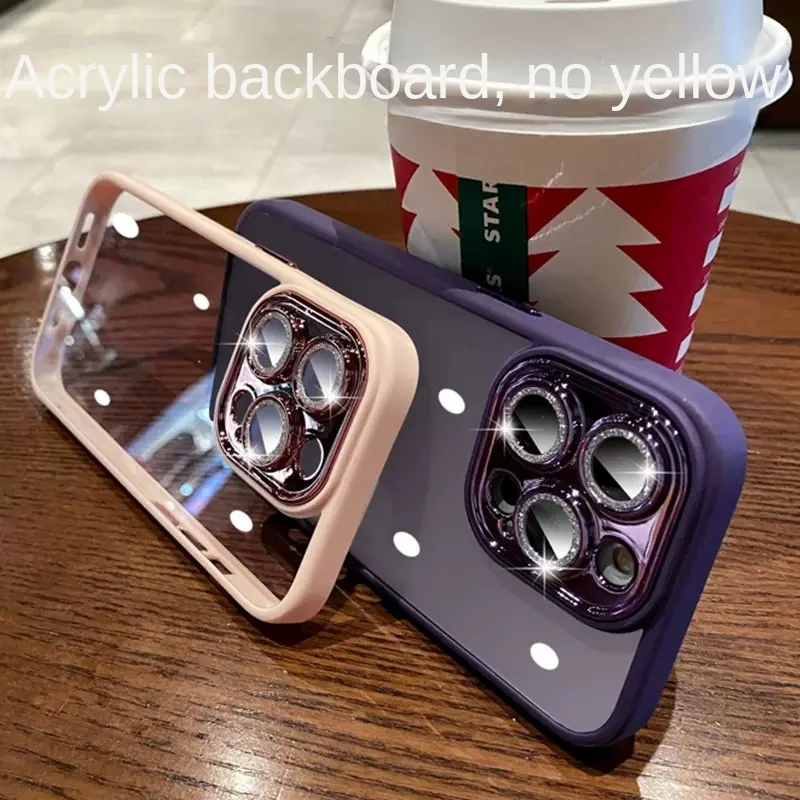 

Подходит для iphone14ProMax чехол для телефона Гальваническая блестящая пленка для объектива полноразмерный мягкий силиконовый ПК Жесткий Чехол для iphone 11 чехол