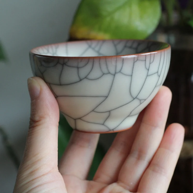 

Longquan Celadon Ceramic Crackle Glaze Tea Bowl Hand Making Cups Porcelain Vintage Master Cup Tea Ceremony Kung Fu Tea Cup