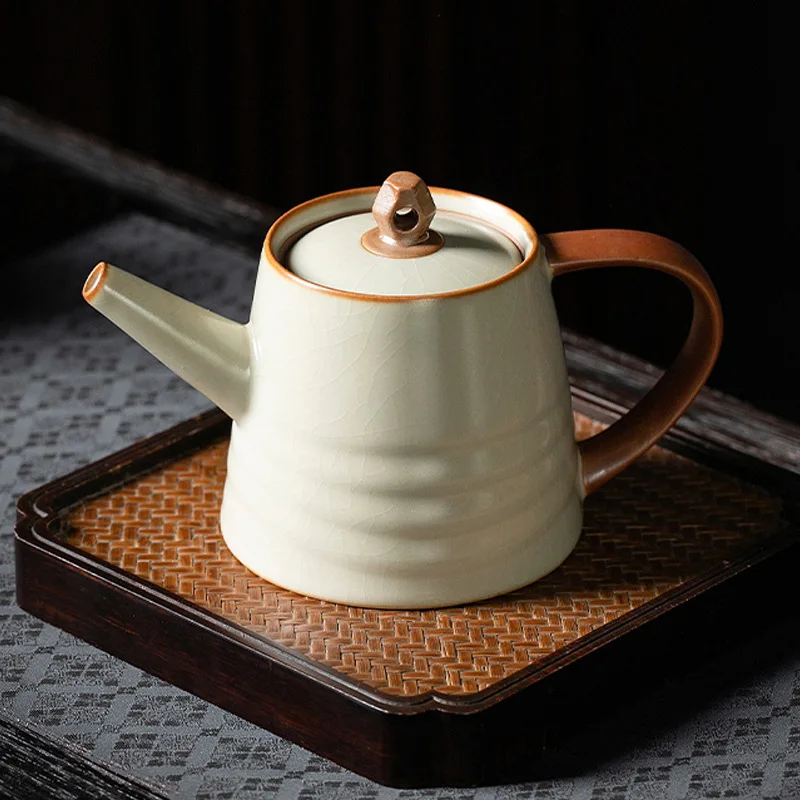 Керамический чайник с желтой печью Ru одиночный бытовой маленький одинарный