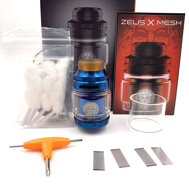 

Vmiss Zeus X Mesh RTA Tank 4.5ml Deck Ni80 Coil 810 Drip Tip Top-Filling Vape Atomizer For 510 Thread Box Mod