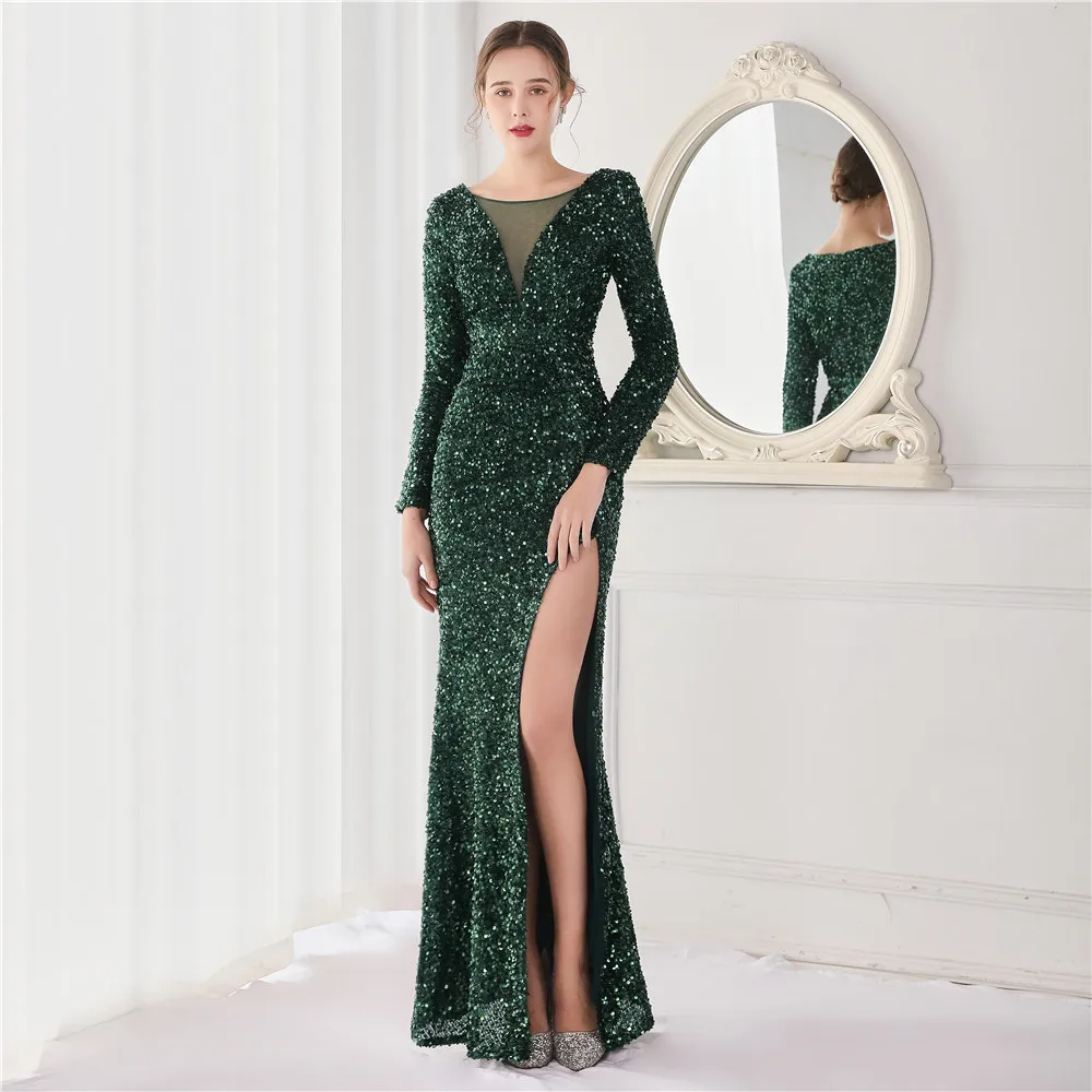 Luxury Party Elegant Dresses for Women 2022 Evening Prom Formal Long Clothes Sexy Sequin Cocktail Ceremony Birthday Maxi Outfits
