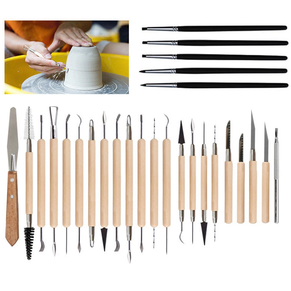 27 шт. Набор двусторонних инструментов для резьбы по керамической глине