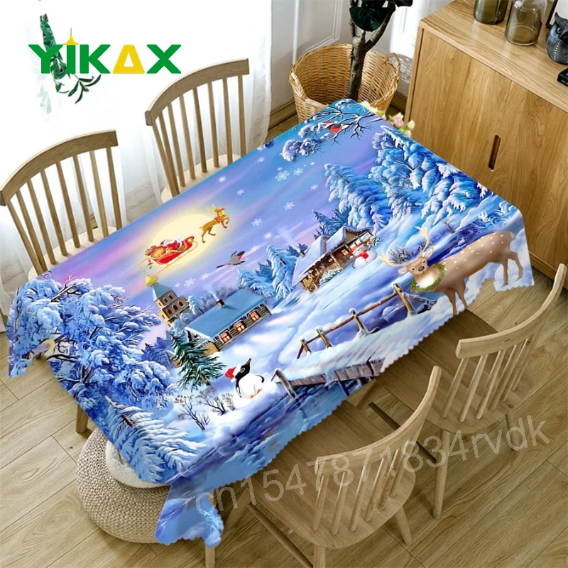 

Christmas Santa Dining Tablecloth Rectangular Tablecloths Party Decoration Table Desk Cloth Cover for Event Outdoor Picnic Mat