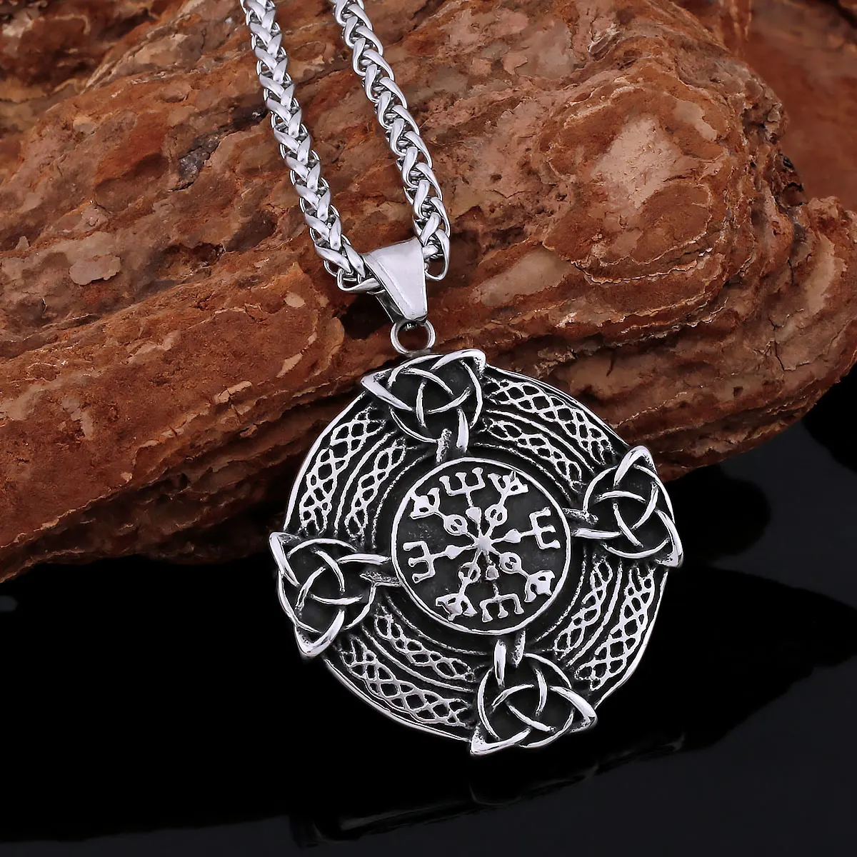 

Nordic Viking Odin Vall Knut Rune Necklace Retro Men's Fashion Stainless Steel Amulet Pendant Punk Jewelry Party Accessories