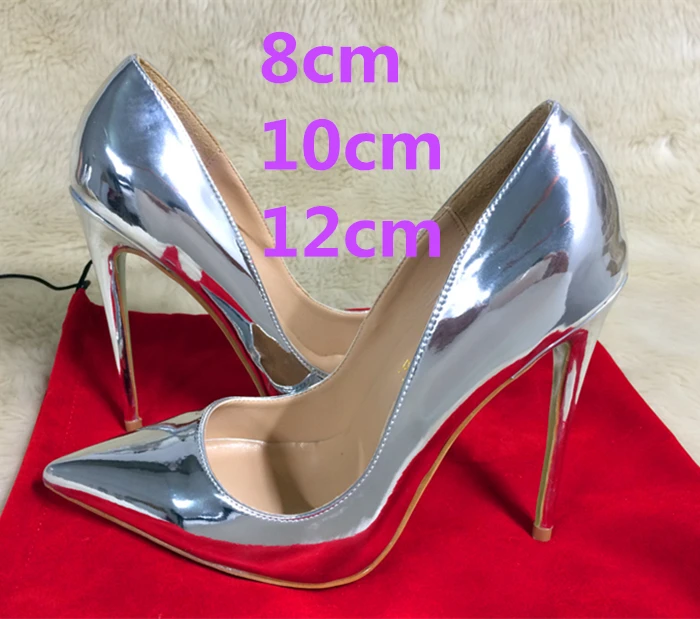 

NoEnName_Null-Silver Women Sexy Stilettos Pumps 8cm 10cm 12cm Pointed Toe High Heels Elegant Ladies Wedding Bridemaids Shoes