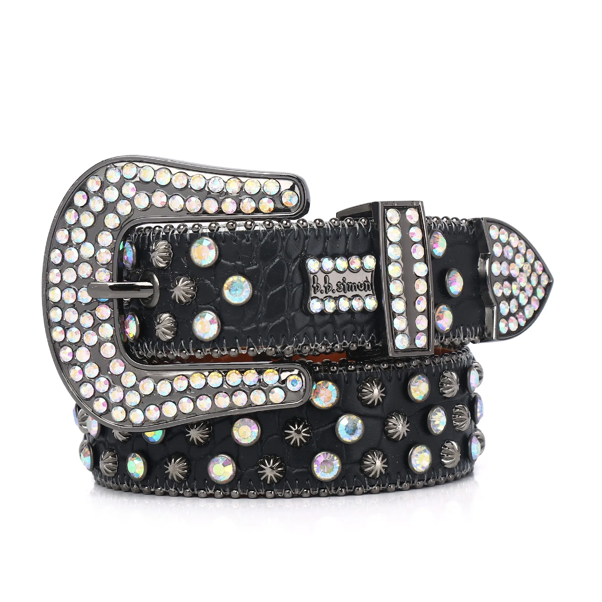Rhinestone belt for men and women, pin buckle, punk, European and American style, personality, fashion, versatile pants belt