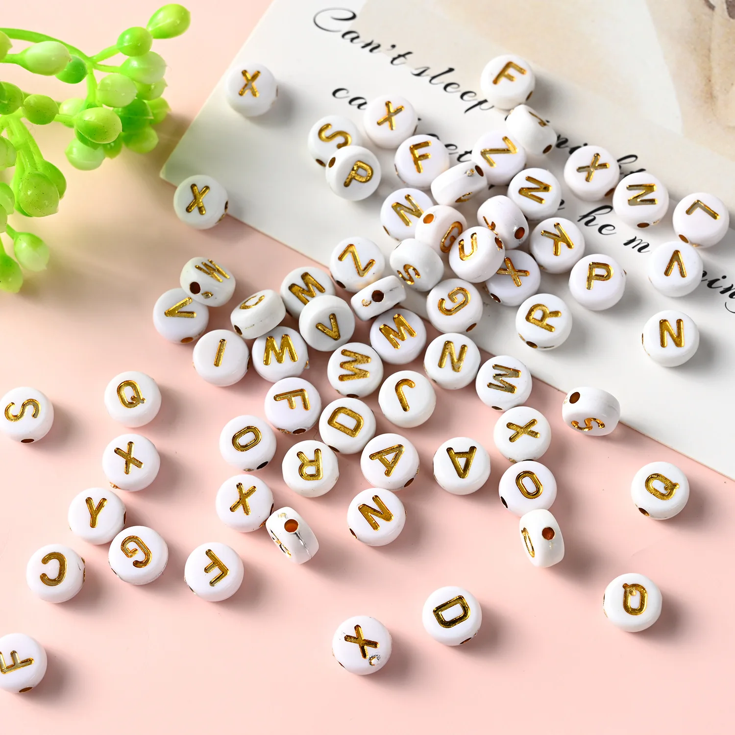 

Gold Printed Letters Bead 4x7mm Acrylic Loose Alphabet Spacer Beads for Handmade DIY Necklace Bracelet Jewelry Making Wholesale