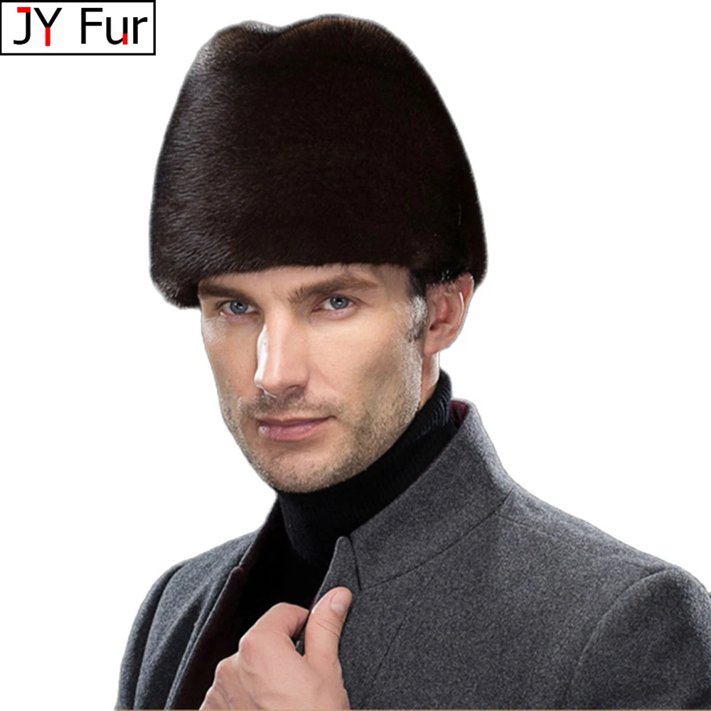 Winter Fur Warm Windproof Hat Men's Lei Feng Cap Bomber Jacket Mink Fur Earmuffs Hat Black Ski Cavalry Catcher Cold And Snow Cap