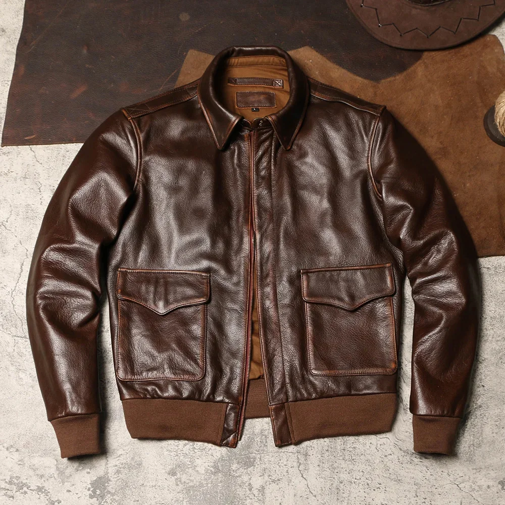 SHop Best.Мужская качественная армейская куртка формата А2 из воловьей кожи с