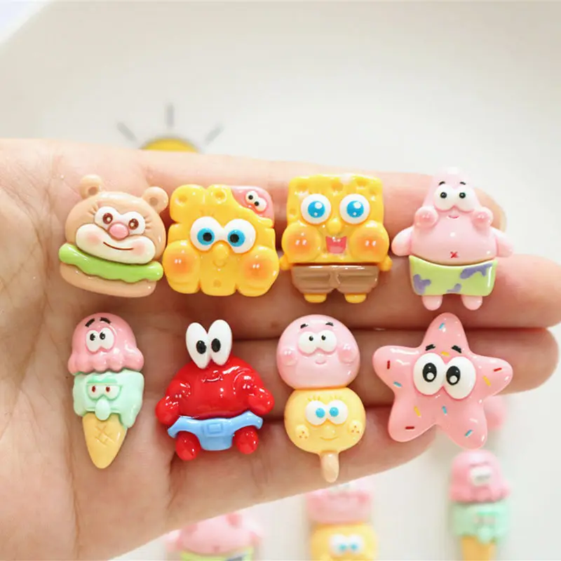 

10Pcs New Cute Resin Cartoon Biscuit Flat Back Parts Embellishments For Hair Bows Accessories Fashion Jewelry Production