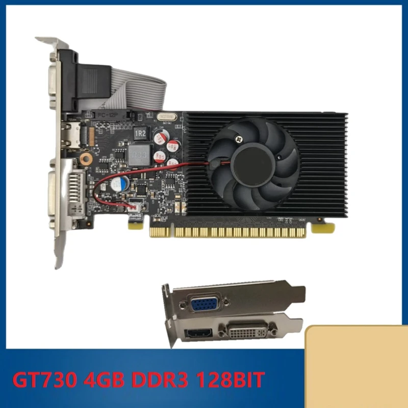 

GT730 GF108 Graphics Card DVI VGA HDMI-Compatible Interface PCI Express 2.0 Half-Height Computer Gaming Graphics Card