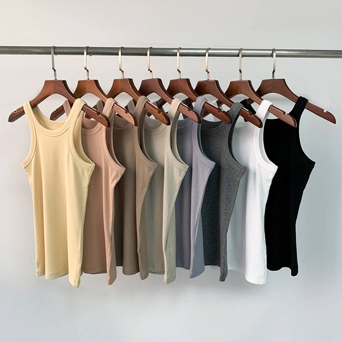 

Jyate Nordic Style Casual Women Tops New Organic Cotton Tank Thread Solid Slim Women Fashion Vest Camis