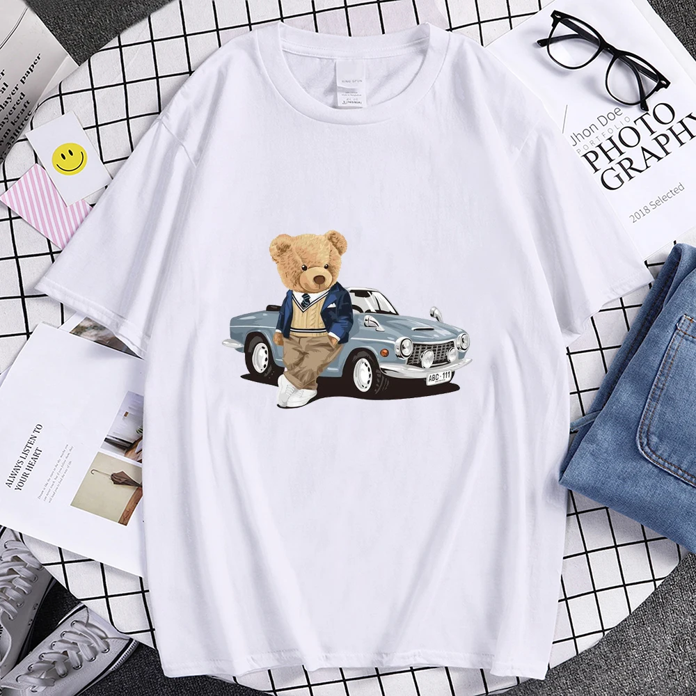 

Men and Women Rich Bear Funny Print T-shirts Summer Short Sleeve Casual Tees Unisex Harajuku Designer Tops Oversize Streetwear