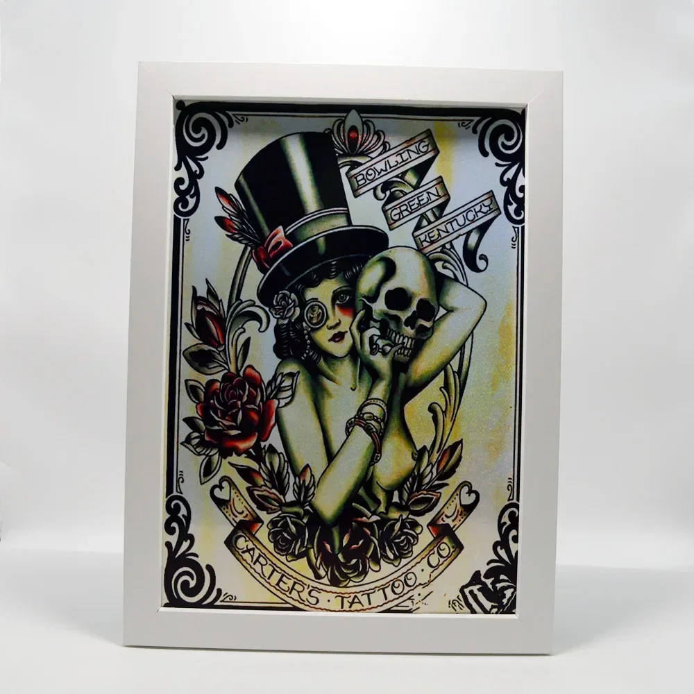 Pinup Girl череп татуировки дизайн плакат фреска водостойкая лазерная виниловая