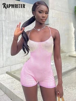rapwriter y2k halter bandage backless rompers summer knitted sporty sexy skinny women playsuits one piece clothing gyaru shorts