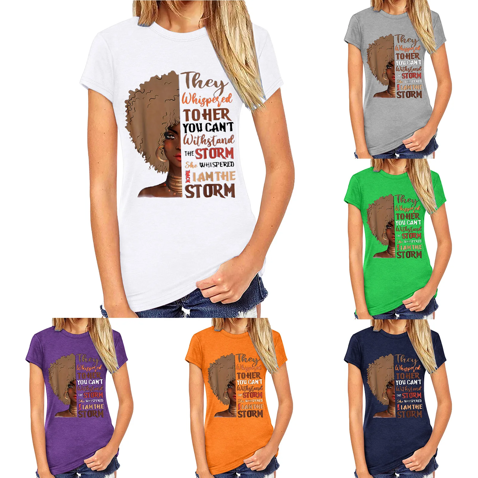 

Женская Однотонная футболка с коротким рукавом и круглым вырезом