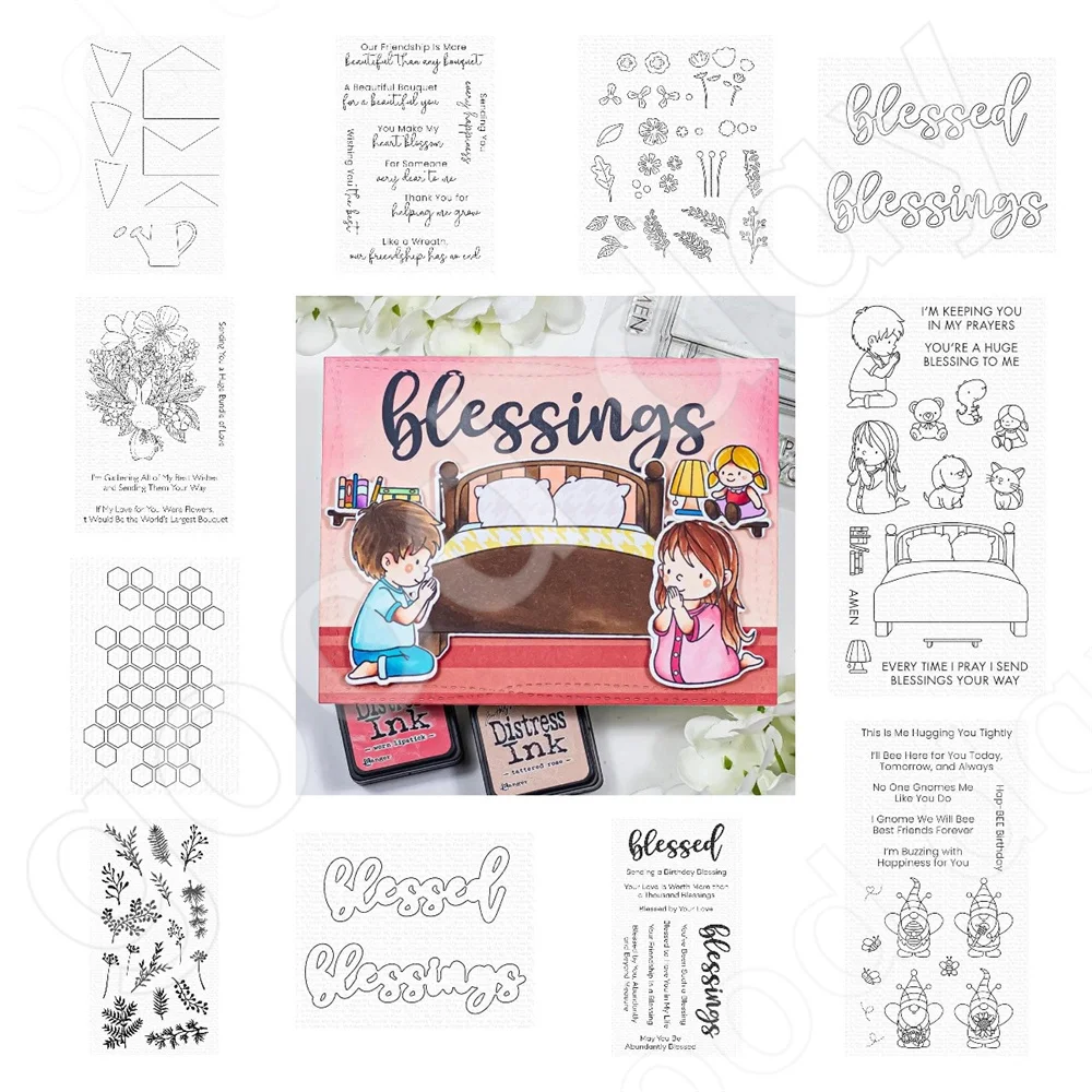 

New Flowers Bees Envelopes Cutting Dies Stamps Stencil Hot Foil Scrapbook Diary Decoration Embossing Template Diy Card Handmade