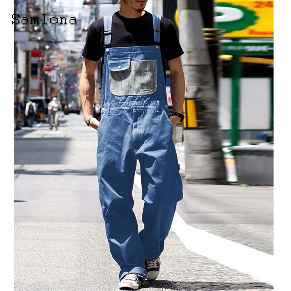 

Мужской комбинезон с карманами-стойкой размера плюс 5xl, модель 2023 года, европейские свободные брюки-карго, мужские повседневные Комбинезоны в стиле ретро