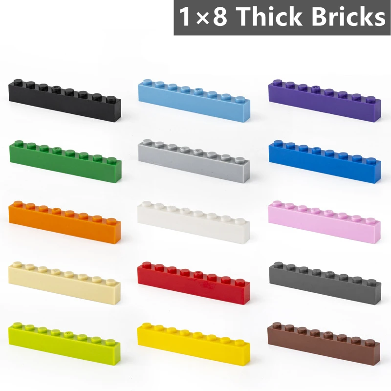 

30 Pcs/Lot Building Blocks Thick Figures Part Bricks 1×8 Dots Compatible 3008 City Moc Diy Kids Creative Assembly Toys Gifts