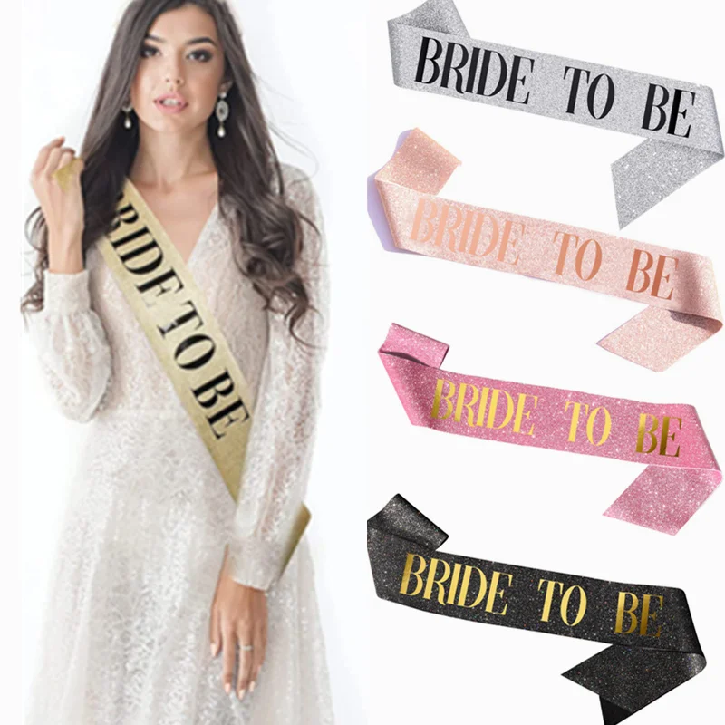 Блестящий Пояс для невесты атласная лента наплечный ремень девичника пояс