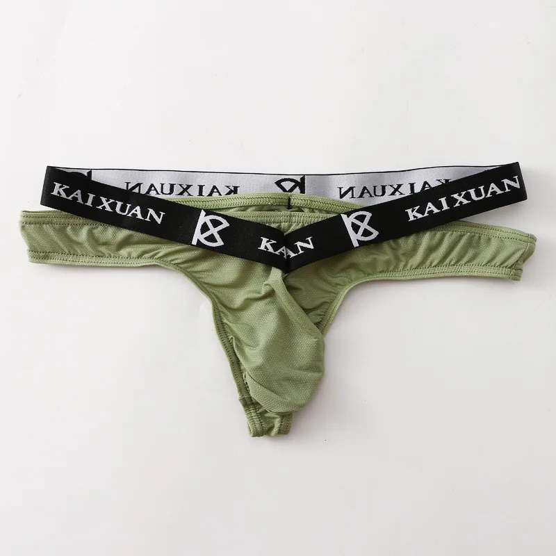 Summer New Sexy Men's G-string Pants with Ice Mesh Breathable and Comfortable Hip Lifting T-pants Bikini 3PCS