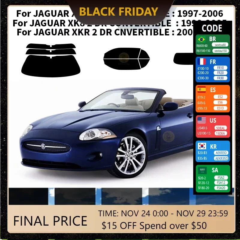 

Нанокерамическая Автомобильная УФ-пленка Precut для окон, автомобильная пленка для окон JAGUAR XK 2 DR CONVERTIBLE 1997-2006