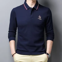 2022 new mens brand polo shirt 100 cotton business casual lapel 3d embroidery polo shirt long sleeve high end atmospheric men