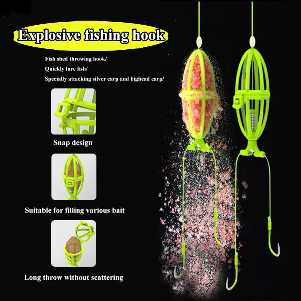 

Explosion Hook Fishing Hooks Set Outdoor Baits Cage Basket Feeder Holder Fishing Lure Fishhook Tackle Carp Accessories 4Pcs/lot