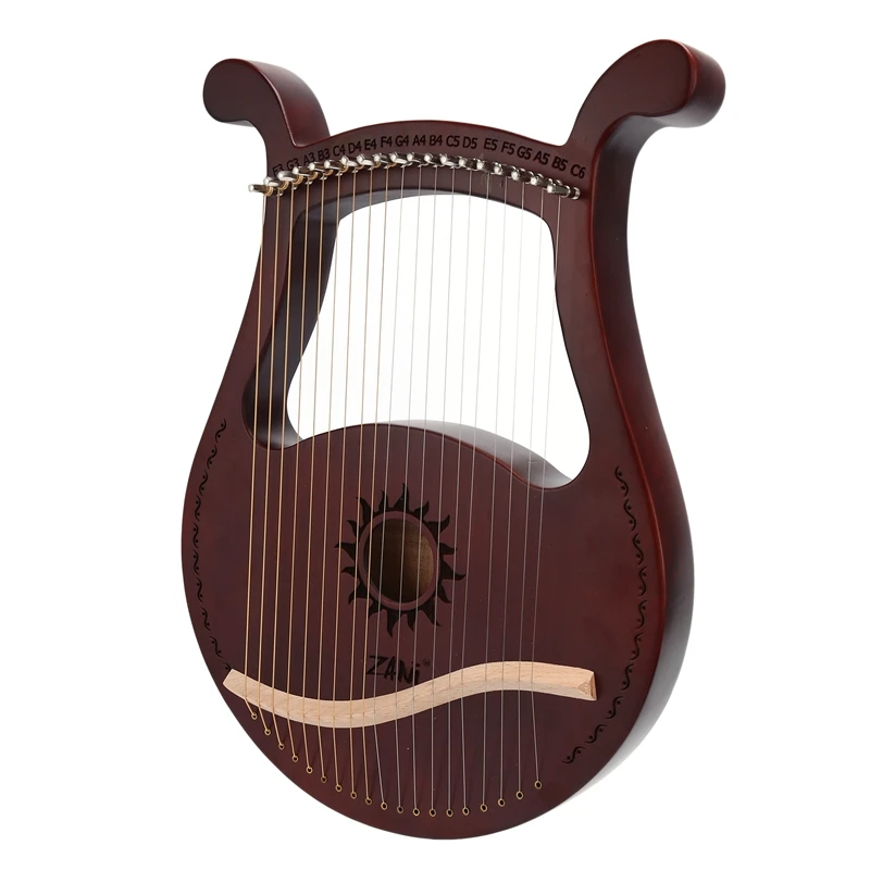 Zani Lyre Harp 19-струнная деревянная уникальные узоры резные телефонные символы для
