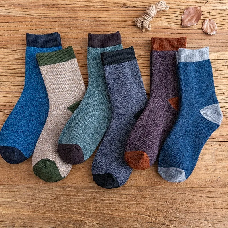 6Pairs New Winter Wamer Women Thicken Thermal Wool Cashmere Snow Socks Seamless Terry Boots Floor Sleeping Socks for Mens