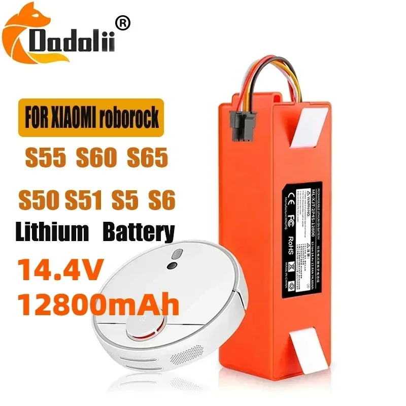 Аккумулятор большой емкости 14 4 В 12800 мАч для пылесоса Xiaomi Roborock S55 S60 S65 S50 S51 S5 MAX S6