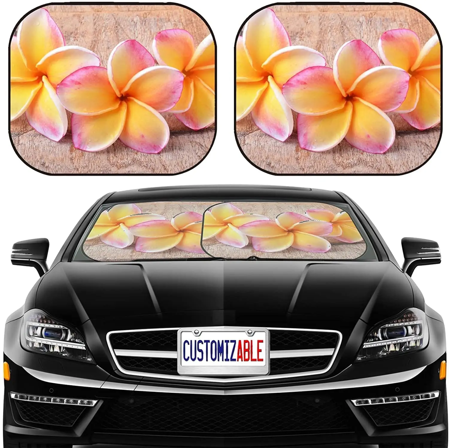 

Car Sun Shade Windshield Sunshade Universal Fit 2 Pack, Block Sun Glare, UV and Heat, Protect Car Interior,