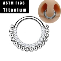 astm f136 titanium nose stud piercing jewelry front zircon balls ear cartilage tragus helix septum earrings nose rings for women