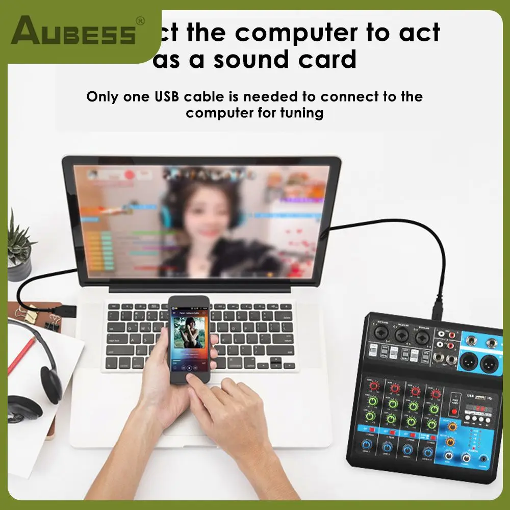 

Mixer Recording Sound Card Black Blue Sound Changer Sound Mixers Good Sound Quality Small 5 Way Mixer Mixers