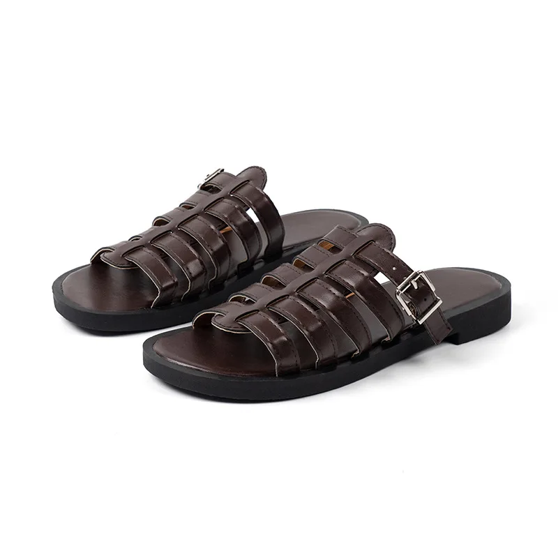 Flat Roman Sandals slippers for women 2023 summer new thick soled round toe open toe slippers women's shoes Big size 35-43