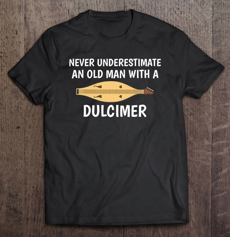 

Футболка мужская с надписью «Never Underestimate An Old Man Appalachian Dulcimer», тенниска для спортзала, Черная майка большого размера, одежда для мужчин, рубашк...