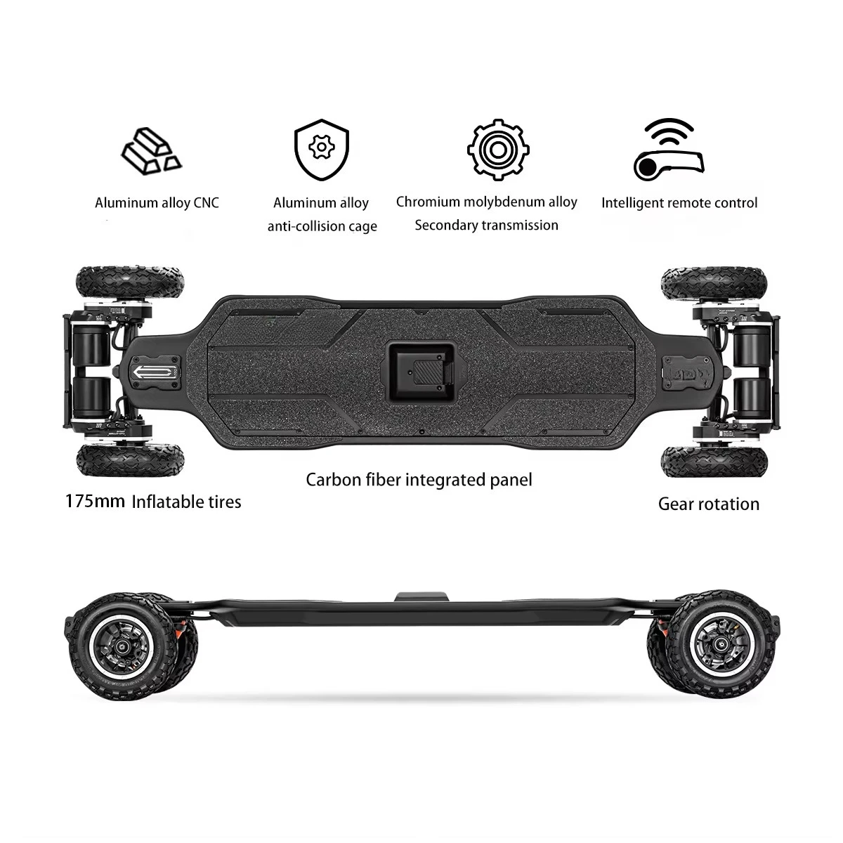 Фото Электроскейтборд Exway Atlas Pro Gear V2, 4WD, внедорожный, высокомощный, с ультрадолгим запасом хода, для взрослых, для поездок на работу №4
